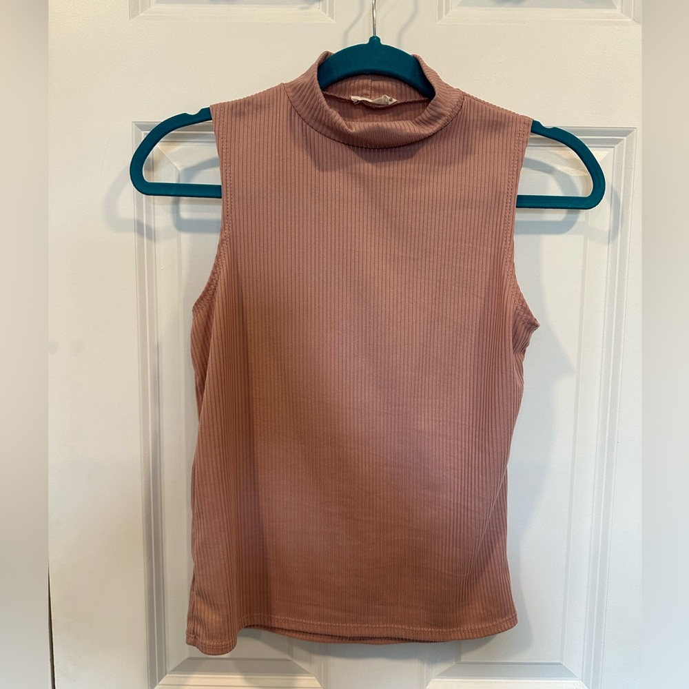 Blush pink mock neck tantop